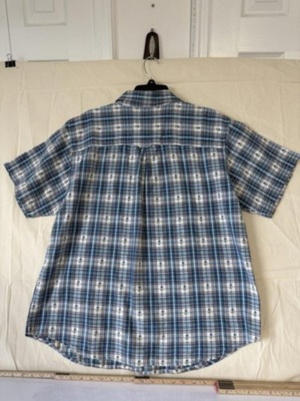 Bobbie Brooks Top Womens XL Blue Plaid Embroidered Short Sleeve Button Up Shirt - Picture 10 of 12
